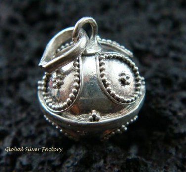 925 Silver Teardrop Pattern Chime Ball Pendant 12mm CH-185-KT