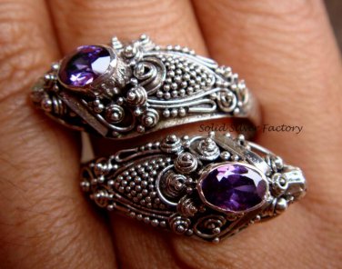 Sterling Silver Amethyst Snake Ring RI-101-KA