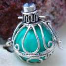 Silver Blue Topaz Harmony Chime Ball Pendant HB-127-KA