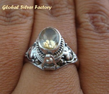 925 Silver Oval Citrine Poison Ring LR-388-KT