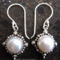 925 Silver Round white Pearl Earrings ER-298-NY
