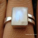 Sterling Silver & Square Rainbow Moonstone Ring RI-114-IKP