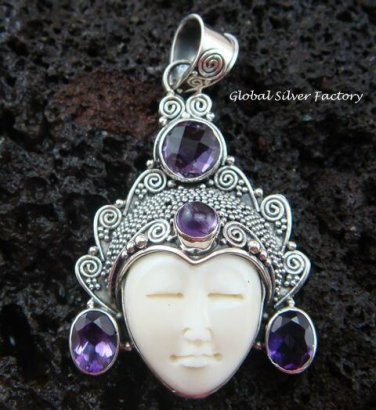 Silver & Amethyst Gemstone Goddess Pendant GDP-625-KT