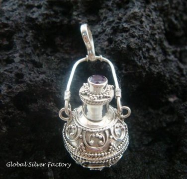 Sterling Silver Perfume Pendant With Cut Amethyst PP-206-KT