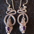 Silver & Amethyst Coiled Snake Earrings ER-277-KA