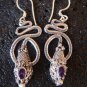 Silver & Amethyst Coiled Snake Earrings ER-277-KA
