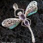 925 Silver Amethyst & Paua Dragonfly Pendant Brooch BC-164-KT