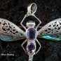 925 Silver Amethyst & Paua Dragonfly Pendant Brooch BC-164-KT