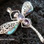 925 Silver Amethyst & Paua Dragonfly Pendant Brooch BC-164-KT