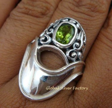 925 Silver Peridot Designer Ring RI-323-KT