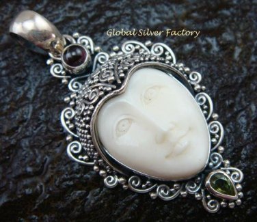 925 Silver Garnet & Peridot Goddess Pendant GDP-1085-NY