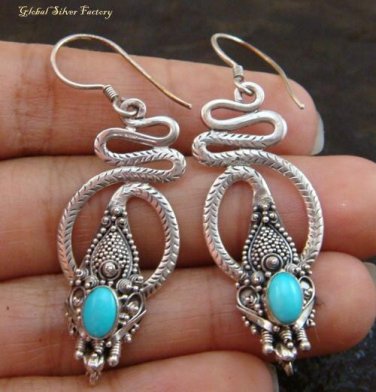Sterling Silver Turquoise Snake Earrings ER-568-NY