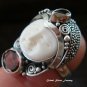 Sterling Silver 2 Garnet Stones Goddess Ring GDR-1076-PS