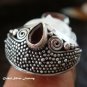 Sterling Silver 2 Garnet Stones Goddess Ring GDR-1076-PS