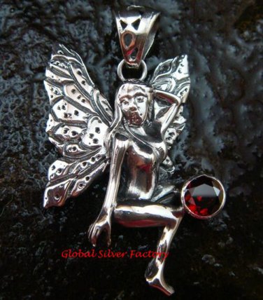 925 Silver Garnet Angel Pendant SP-504-PS