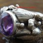 Amethyst & 925 Sterling Silver Flower Ring RI-334-NY