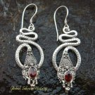 Silver Garnet Snake Earrings ER-567-NY