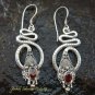 Silver Garnet Snake Earrings ER-567-NY