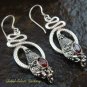 Silver Garnet Snake Earrings ER-567-NY