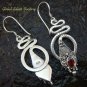 Silver Garnet Snake Earrings ER-567-NY