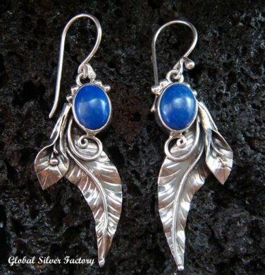 Silver Leaf & Lapis Lazuli Earrings ER-562-NY