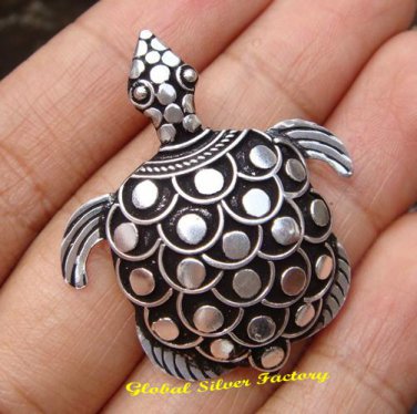 Sterling Silver Antique Look Turtle Pin Pendant BC-169-KT