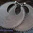 Hand Crafted 925 Silver Mess Balinese Disc Hoop Earrings SE-172-PS