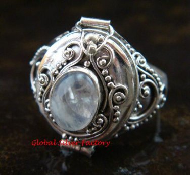 925 Silver Rainbow Moonstone Poison Ring LR-607-KT