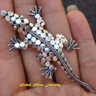 Sterling Silver Crocodile Dotted Pin Brooch BC-167-KT