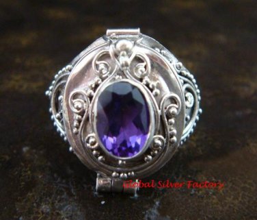 925 Silver Amethyst Poison Ring LR-605-KT