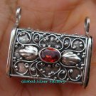 Handcrafted 925 Silver Bali Locket Pendant w/Garnet LP-190-KT
