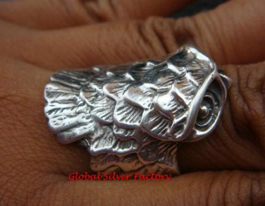 Large Sterling Silver Owl Design Unisex Ring SR-142-KT