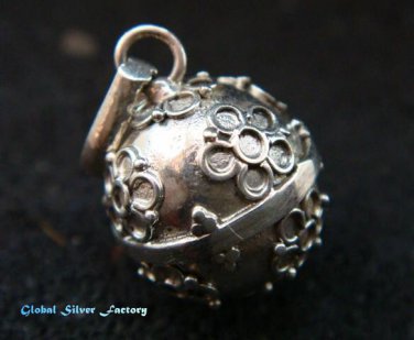 Silver Flower 12mm Chime Ball Pendant CH-323-KT