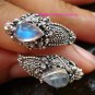 Silver 925 & Moonstone Double Headed Snake Ring RI-335-KT