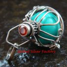 925 Silver Harmony Ball/Pregnancy Ball Pendant w/Gem HB-347-KA