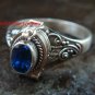 Sterling Silver Bali Poison Locket /Keepsake Ring w/Gem LR-645-KT