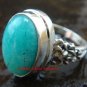 Sterling Silver Oval Turquoise Frangipani Flower Ring RI-371-KT