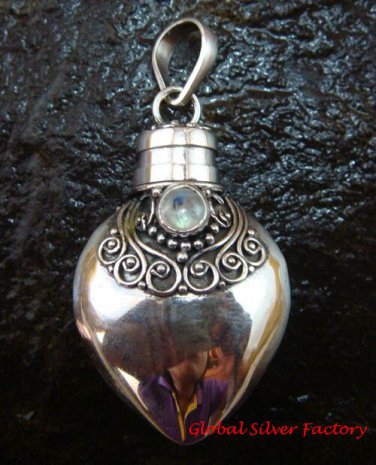 Sterling Silver Ornate Cremation, Keepsake, Perfume Pendant PP-397-KT
