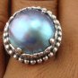 Large 925 Silver Round Mabe Pearl Ornate Design Ring RI-388-KT