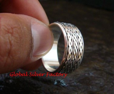 Sterling Silver Men, Women, Unisex Band Ring/ Spinner Ring SR-148-KA