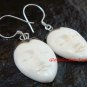 Sterling Silver Hand Carved Cow Bone Oval Moon Face  Earrings - GDE-1155-KA