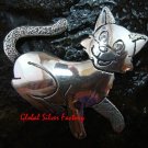 Smiling Cat Sterling Silver Brooch BC-172-KA