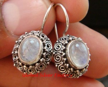 Rainbow Moonstone Filigree Sterling Silver Earrings ER-654-NY