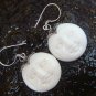 Handmade 925 Silver Moon Face Carved Ox Bone Earrings GDE-1153-KA