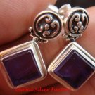 Sterling Silver Square Amethyst Earrings ER-637-KT