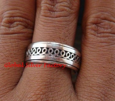 Sterling Silver Men, Women, Unisex Band Ring/ Spinner Ring SR-146-KT