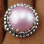 Large 925 Silver Round Mabe Pearl Ornate Design Ring RI-389-KT