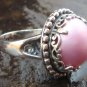 Large 925 Silver Round Mabe Pearl Ornate Design Ring RI-389-KT