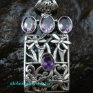 925 Silver Rectangle Amethyst Bali Designer Pendant SP-533-KT