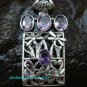 925 Silver Rectangle Amethyst Bali Designer Pendant SP-533-KT